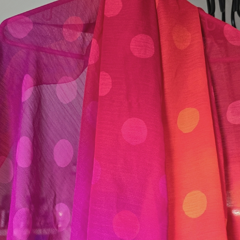Vibrant Pink and Red Polka Dot Scarf